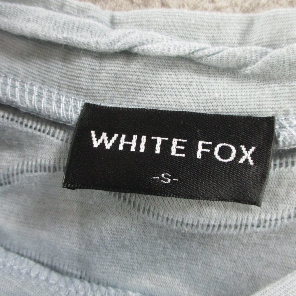 White Fox Boutique Outfit Set Womens Small Blue Pants Crop Tank Textured Flared - Picture 5 of 7